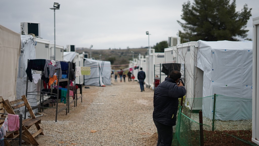 Syrian refugee camp in the outskirts of Athens. Over 6.6 million Syrians were forced to flee their home since 2011