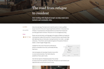 The article explores how working with displaced people can help create more inclusive and sustainable cities Screenshot of article