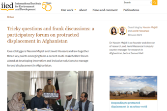 The blog post can be found on the IIED website Screenshot of blog