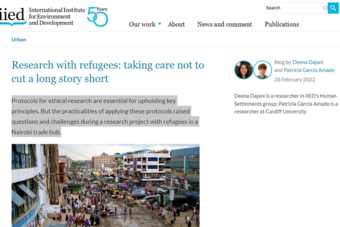 A screenshot of the blog on the IIED webiste
